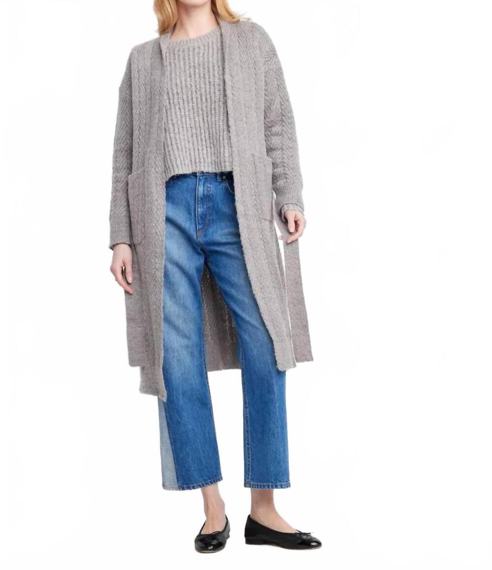 NEW SELF CONTRAST river herringbone duster in gray